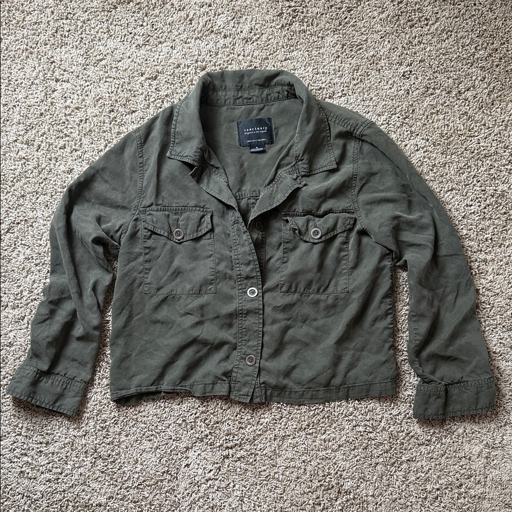 Sanctuary Olive Waist Length Button Down